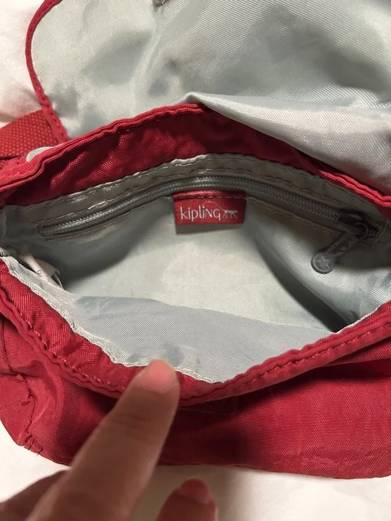 Kipling Burgundy Small Crossbody Bag with Monkey Charm - Picture 4 of 8